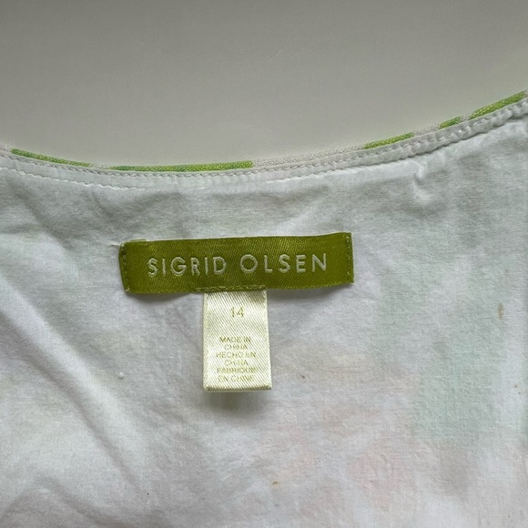 Sigrid Olsen Linen Pineapple Faux Wrap Dress Size 14 - Picture 9 of 10